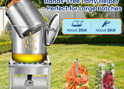 ARC 52QT Stainless Steel Stockpot for Crab Seafood Boiler w/Basket, 13Gal