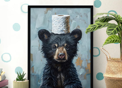 FYLDPSB Black Bear Pictures Cabin Wall Art, Funny Bathroom Wall Decor