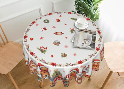 juniissl Christmas Gingerbread Man Tablecloth Washable Round Table Cover for Kitchen Dining Decoration 60 Inch