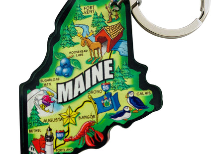 Maine Keychain State Shape Map Key Chain Gift USA Made, 2 Inch