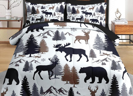 Pamnest Twin Comforter Set with Sheets, 5 Pieces Woodland Bear Bedding