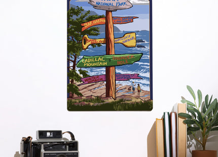 Lantern Press Acadia National Park, Maine, Destinations Sign, 12x18 Inch Aluminum Sign, Indoor or Outdoor Use