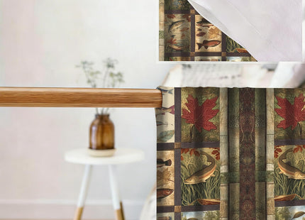 KzgtY Retro Autumn Fishing Kitchen Curtains 28W X 36L Inch 2 Panels Rod Pocket Small Short Cafe Curtain Window Drapes Treatment Bathroom Home Decor