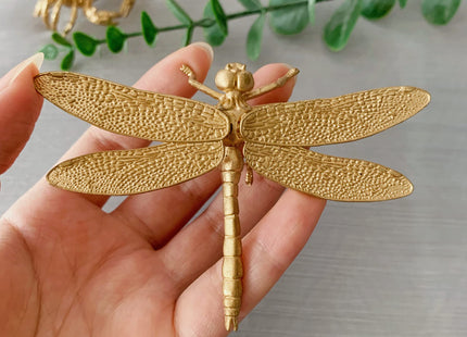 Tricune Gold Dragonfly Sculpture Solid Metal Insect Ornament Mini Insect Figurine for Home Office Garden Desktop Decor (Dragonfly)