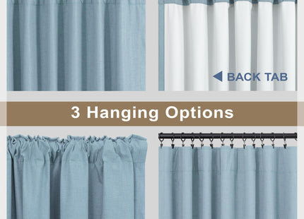 100% Blackout Curtains 90 Inches Long for Living Room 2 Panels Set Light Blocking Heat Darkening Energy Saving Curtain Window Coverings Coastal Beach Linen Farmhouse Drapes Bedroom Stone Blue Chambray