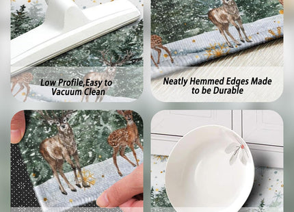 wyoansfhd Christmas Trees Deer Snowflakes Christmas Kitchen Mats Set of 2, Winter Home Decor Low-Profile Kitchen Rugs for Floor,Merry Christmas Rugs 17x30+17x47 Inch