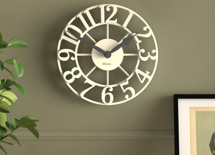 JONES CLOCKS® Lighthouse wall Clock | Sculptural Skeleton Clock | Cream