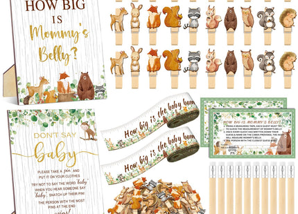 Wonderjune 114 Pcs Woodland Animal Baby Shower Decorations