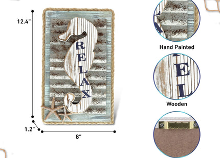 CoTa Global Aquarius Seahorse Relax Nautical Wooden Wall Accent Home Decor