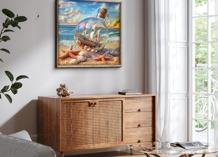 Beach Puzzles for Adults 1000 Pieces, Seashells Jar Sailboat Art Jigsaw Puzzles, Summer Ocean Starfish Puzzle as Home Wall Art