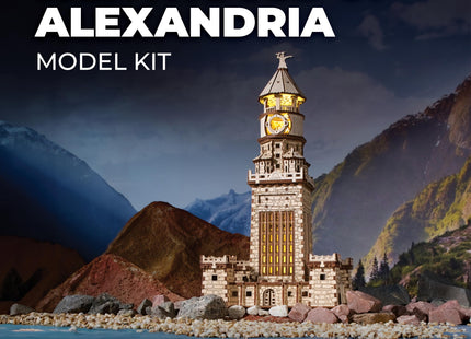 UGEARS Lighthouse of Alexandria 3D Wooden Puzzle for Adults – Wooden Model Kit with LED Night Light, DIY Building Hobby Set, Ancient World Landmark, Home Decor, Brain Teaser, Creative