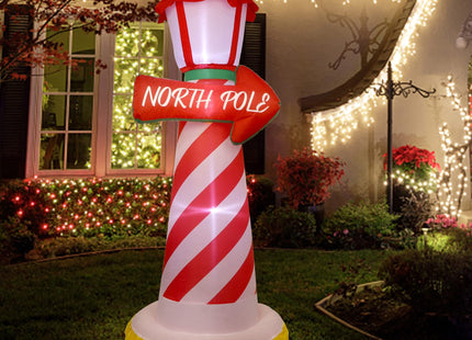 Juegoal 6 FT Christmas Inflatables Outdoor Decorations, Inflatable Xmas Lighthouse, Lighted Blow Up North Pole Sign with Built in LED Lights, Light Up Holiday Winter Lawn Yard Garden Decor