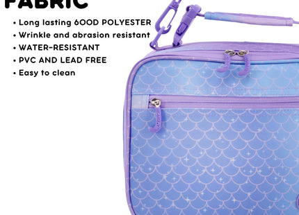 J World New York Cody Kids Lunch Bag. Cute Insulated Lunch-Box, Purple Mermaid