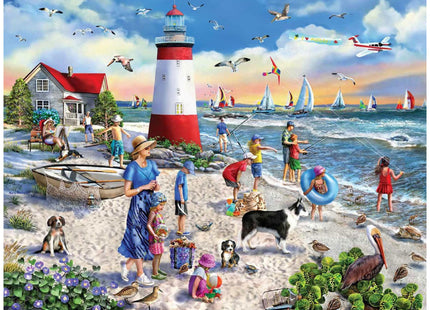 White Mountain 500 Piece Jigsaw Puzzle Summer Sailboat, Lighthouse Beach