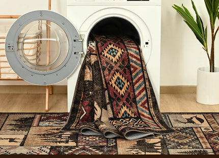 HOMORE Rustic Cabin Area Rug 5x7,Western Rugs for Living Room Bedroom,Brown