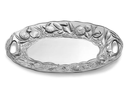 Wilton Armetale Coastal Handle Serving Tray, 16-Inch-by-11.75-Inch, Silver