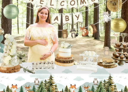 3 Pack Woodland Animal Plastic Tablecloth, Woodland Baby Shower Decorations