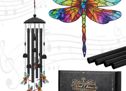 Hoemwarm Colorful Dragonfly Wind Chimes Dragonfly Gifts for Women