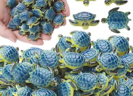 Yerliker Mini Sea Turtle Figurines Resin Sea Animals, 100 Pcs, Blue
