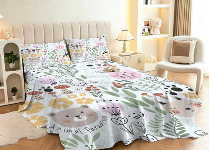 FUYEUN Woodland Animal Sheet Set Twin, Floral Bedding for Kids, 3pc