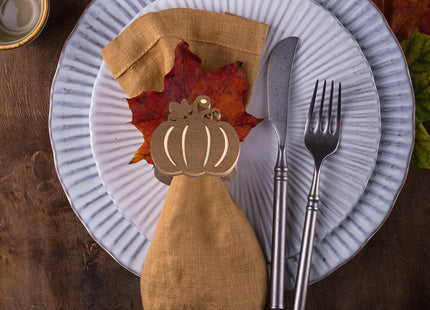 Roshtia 6 Pcs Wooden Fall Napkin Rings Thanksgiving, Pumpkin