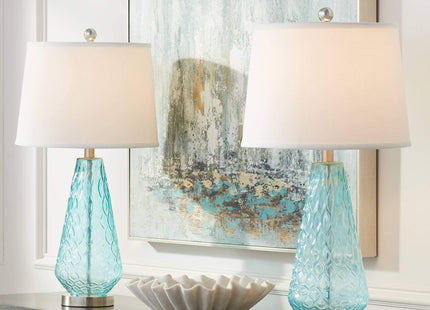 Dylan 27 1/2" Tall Table Lamps Set of 2 Blue Glass Coastal
