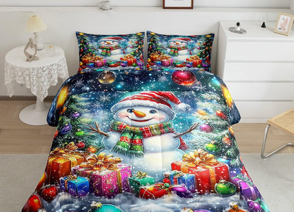 Erosebridal Cute Snowman Bedding Set Twin Winter Christmas Tree Comforter Set Ball Bedding Comforter Sets for Kids Boys Girls,Xmas Festival Pine Tree Snowflake Quilt Duvet