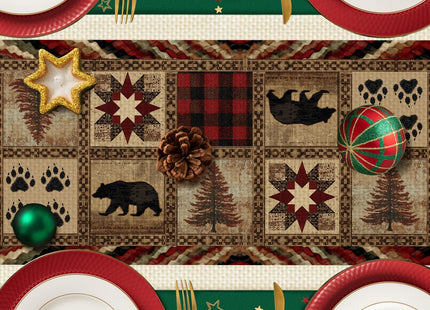 Retro Bear Table Runner,Dining Decor for Kitchen Coffee Table Family Dinners Holiday Parties Wedding Events Decor(13x72 inch)