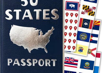 50 States Passport & Travel Journal - Track States Visited with Flag Stickers and US Travel Map - Gift for Travelers