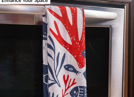Luxurious GridFibe™ Kitchen Towels Decorative Style - (18" x 30", 2 Pack) – Super Absorbent waffle Tea Towel - Quick Drying Large Dish Towel - Both Sides Printed - Lobster Decor - Savory Seafood