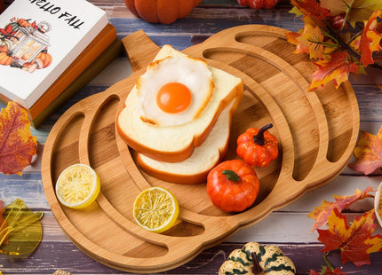 AWIZOM Pumpkin Bamboo Serving Platter Tray Thanksgiving Charcuterie Board