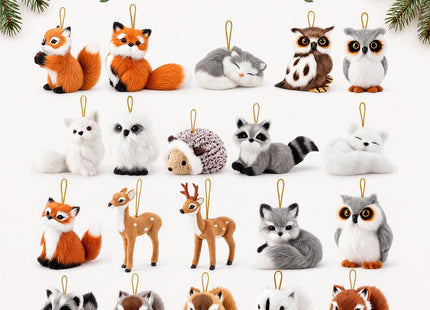 Skylety 20 Pcs Woodland Animal Plush Hanging Ornaments, Xmas Woodland