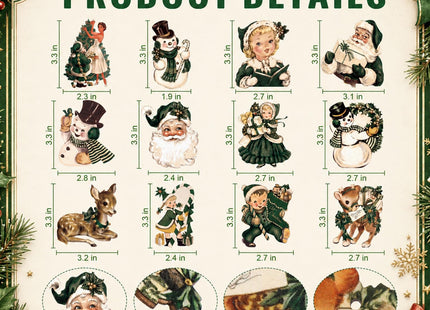 Huwena 36 Pcs Vintage Christmas Tree Ornaments, Classic, Pine Green