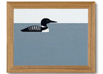 Framed Canvas Wall Art Loon Swimming on Blue Water Art Prints 8x10in