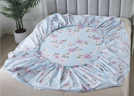 FADFAY White Sheet Set Beach Themed Bedding Sets 100% Cotton 600 TC Hypoallergenic Coastal Bedding Blue and Yellow Coral Print with Deep Pocket Fitted Sheet 4 Piece（White，Twin）