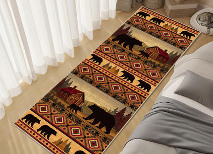 Glocmna Cabin Bear 2x6 Runner Rug for Hallway Bedroom Rustic Lodge Bear Rug