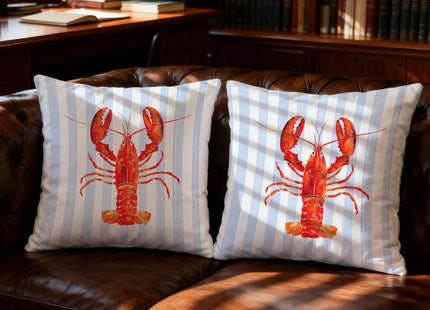 awdschkj Coastal Beach Red Lobster Pillow Covers 18x18, Preppy Beach Room Decor, New England Red Lobster Nautical Coastal Decorative Throw Pillow Covers for Home Bedroom Living Room, Set of 2