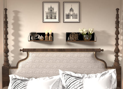 Giftgarden Floating Shelves for Wall with Unique Howling Wolves Cutout, Rustic Wolf Decor Wood Iron Hanging Shelf Decoration for Bedroom Bathroom Storage Cabin Lodge, Black