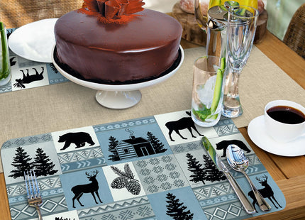 CounterArt Cabin in the Woods Reversible Easy Care Placemat 4 Pack