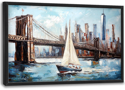 Large Framed Sailboat Wall Art, Abstract Decor Canvas Print 36" L x 24" W