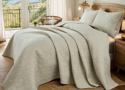 Brandream White Quilts King Size 100% Cotton Quilt Set Coastal Bedding Seashell Starfish Matelasse Coverlet Set Beach Themed Quilt Bedding Set 3-Piece