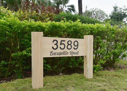 Home Address Sign For House, Personalized Cabin Decor, Carved Wood Camp Sign, House Numbers Plaque with Posts, Housewarming Gift