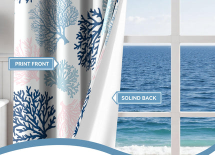 Coastal Coral Curtains, Grommet Window Panels, 52 x 63 Inch, 2 Panels