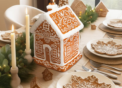 Chunful Christmas Gingerbread House Cookie Jar with Lid, 9.25 Inch