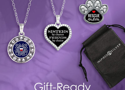 Inspired Silver - Maine - Silver Necklace for Women - Pave Heart Pendant Chain Necklace Jewelry Gift with Cubic Zirconia - Women's Necklace Charm with Lobster Claw Clasp