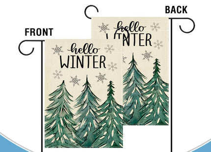 Artofy Hello Winter Pine Tree Small Decorative Garden Flag