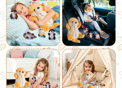 XYHQYB 5 Pcs Sea Otter Stuffed Animals, 17" Large Mommy Stuffed Otter Plush Toy with 4 Babies for Girls Boys, Soft Cuddly Otter Plushies Pillow Toy Gift for Kids Birthday Christmas Ocean Party
