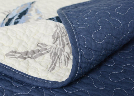 Brandream Ocean Comforter Sets Twin Size 100% Cotton Lightweight Quilt Set Coverlet Sets Navy Coastal Bedding Twin XL 2-Piece