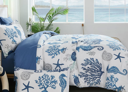 Anibedding Coastal Queen Comforter Set 7Pc Soft Beach Ocean Nautical Bed