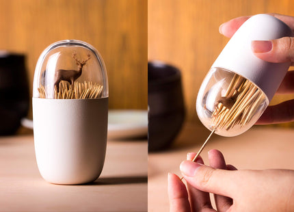 QUALY Deer Meadow Toothpick Holder - Unique Home Design Decoration - Unusual Gift - BPA-Free Cool Kitchen Gadgets - Modern Home Decor